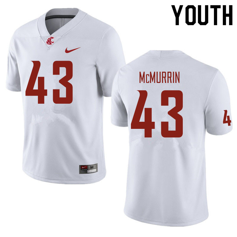 Youth #43 Jamal McMurrin Washington State Cougars Football Jerseys Sale-White